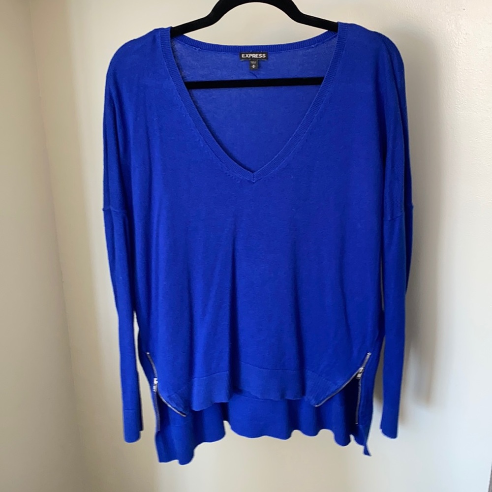 Royal Blue Sweater with Side Zippers
